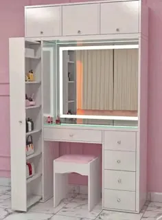 Modern Dressing Table with Mirror & Storage Cabinet - Product Details