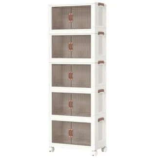 Foldable Stackable Storage Organizer Cabinet with Transparent Doors - Product Details